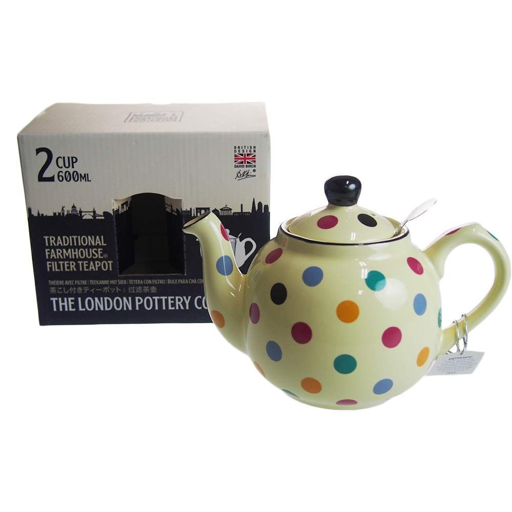 Size 2cup_Color アイボリー|ドット ロンドンポタリー London Pottery ファームハウス ティーポット アイボリー|ドット 2cup 78412