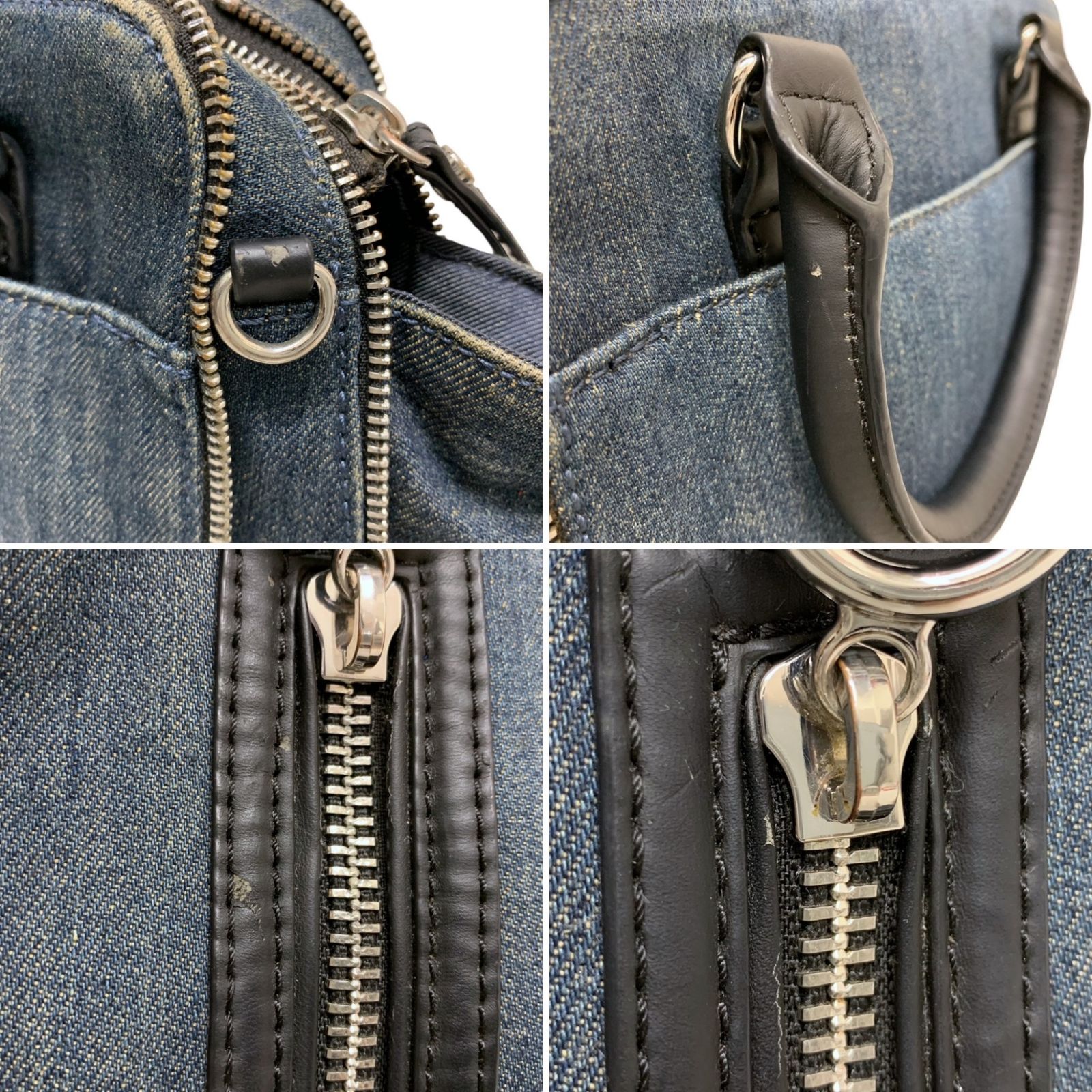 DIESEL (ディーゼル) ハンドバッグ デニム地 レザー インディゴ
