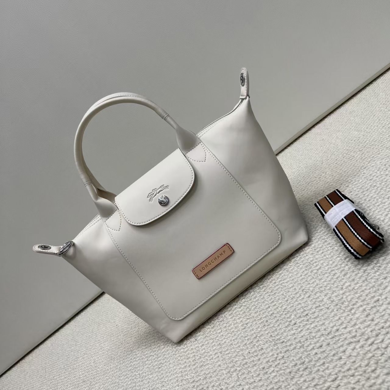 LONGCHAMP ロンシャン ショルダーバッグ ホワイト グレー