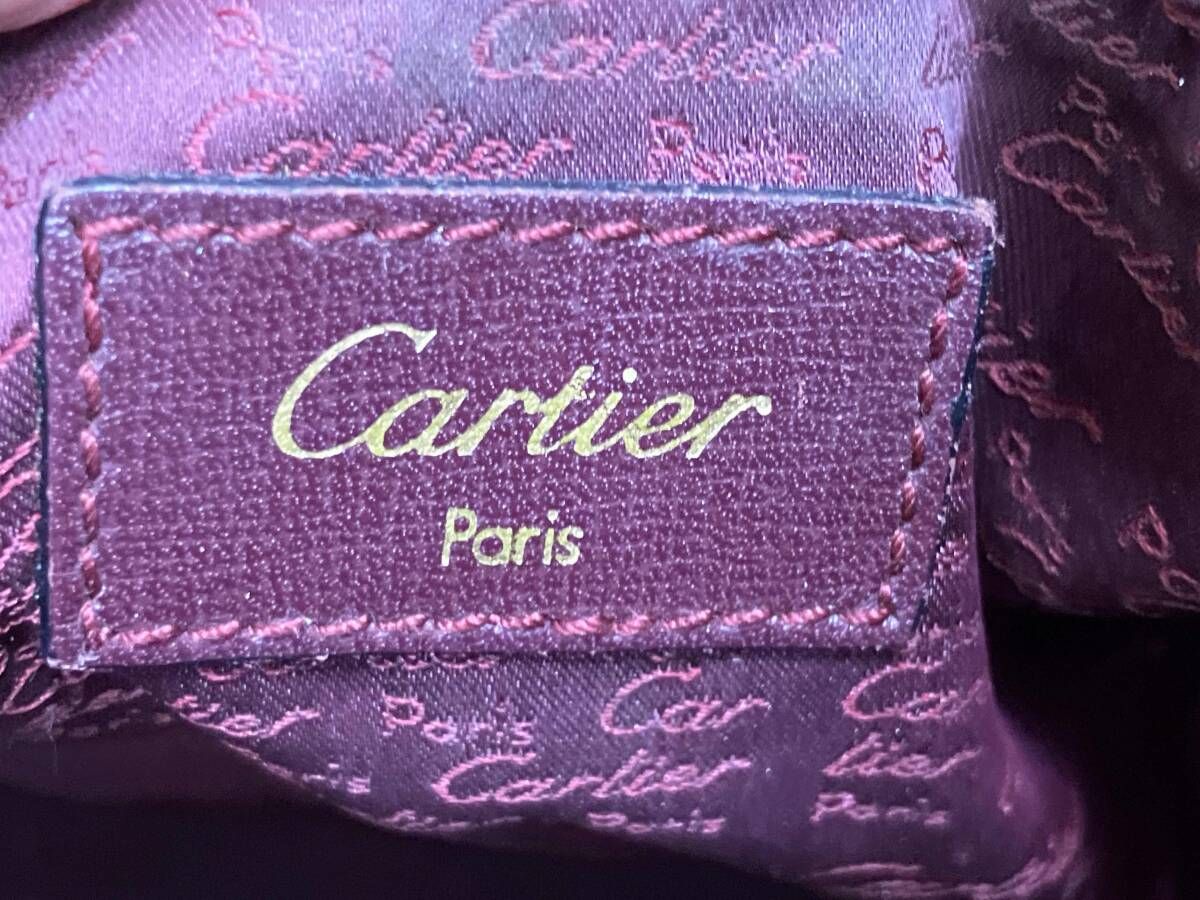 【カルティエ】Cartierレザー ビンテージショルダーバッグ ボルドーブラウン 上品な大人の秋コーデに！