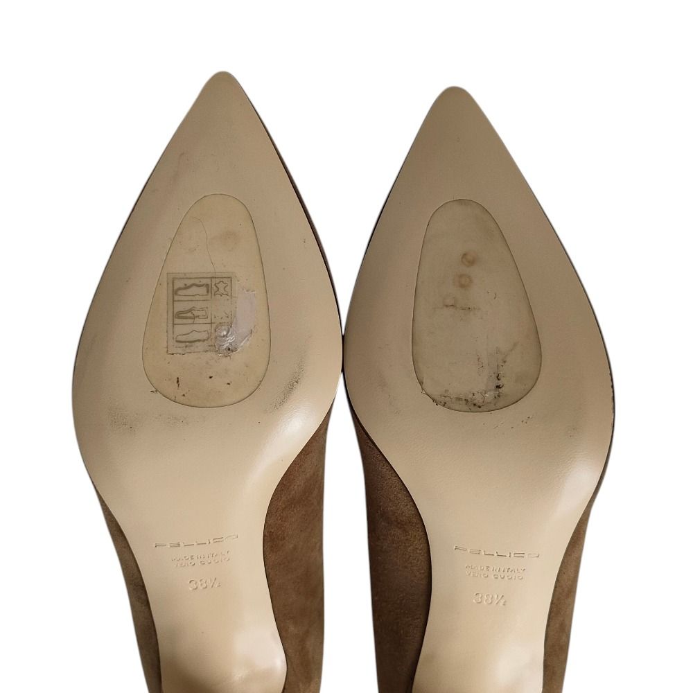 【未使用級】PELLICO ブラウン スエード ポインテッドトゥパンプス38.5 美品 PELLICO ペリーコ ポインテッドトゥ スエードパンプス