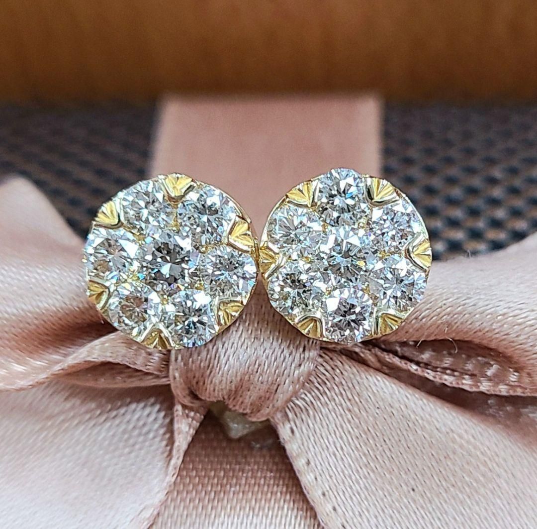 まるで2ct！大粒ギラギラ！ダイヤモンド K18 yg 一粒 ピアス 鑑別付 まるで2ct！大粒ギラギラ！ダイヤモンド K18 yg 一粒 ピアス