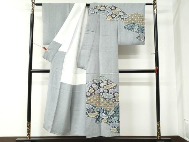 平和屋着物○樋熊哲也 訪問着 辻が花 絞り 手描き 金通し地 正絹 逸品