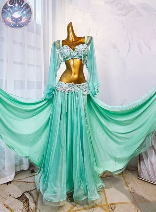 ♥ ベリーダンス衣装 ブラスカートセット ミント オーダーメイド