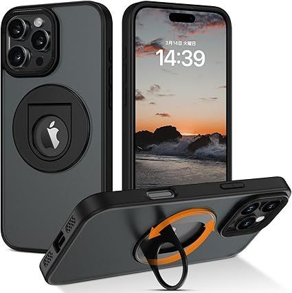 VENINGO iPhone 16 Pro ケース MagSafe対応 マグネット搭載 隠しスタンド リング付き 携帯ケース ワイアレス充電対応 米軍規格 耐衝撃 黄変防止 スタンド機能 縦横両対応 スマホケース いPhone 16 Pro
