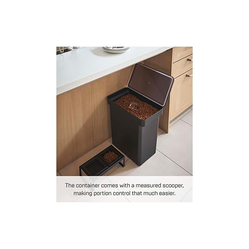 山崎実業 Yamazaki 密閉 ペットフード ストッカー 12ｋｇ 計量カップ付 ブラック 約W41×D24×H42.5 蓋開口時 約H65.5 タワー フードストッカー 保存容器 1