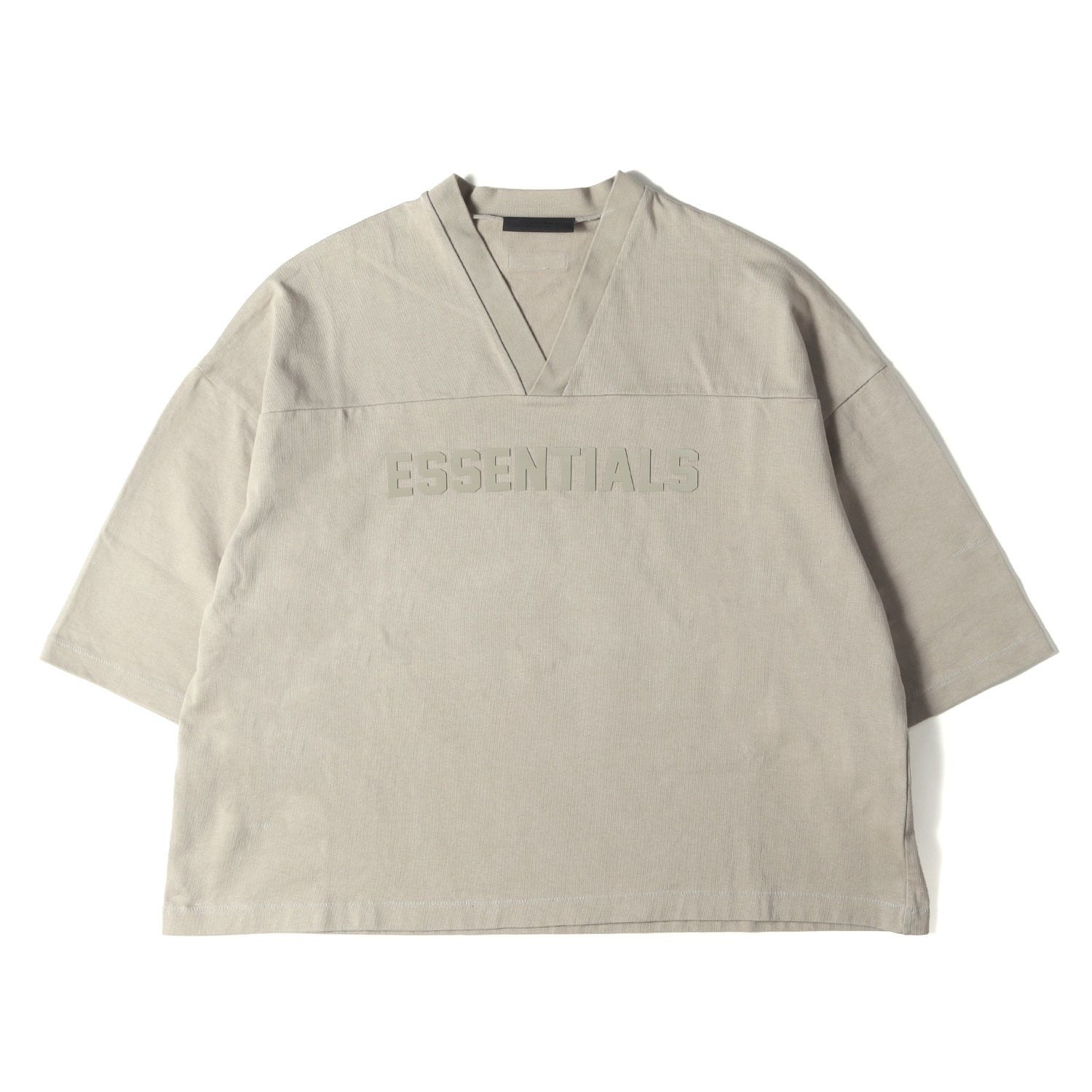 FEAR OF GOD フィアオブゴッド Tシャツ サイズ L | 24AW FOG ESSENTIALS オーバーサイズ Vネック フットボール ヘビーウェイト Tシャツ Football Tee | トープ系 | エッセンシャルズ