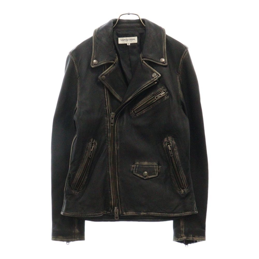 VANQUISH本革ダブルライダースジャケットMメンズBLACK VANQUISH