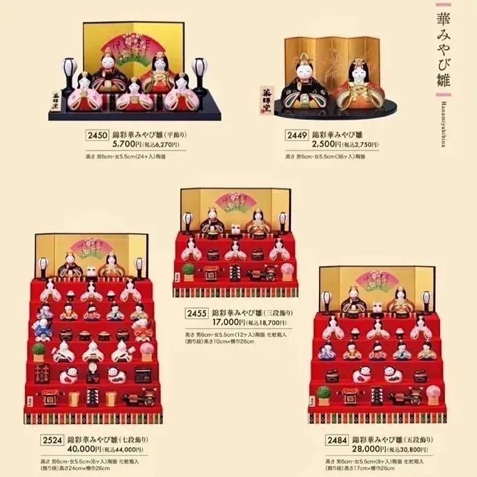 タイムセール 定価18,700円】三段飾り 雛人形 薬師窯 錦彩華みやび雛