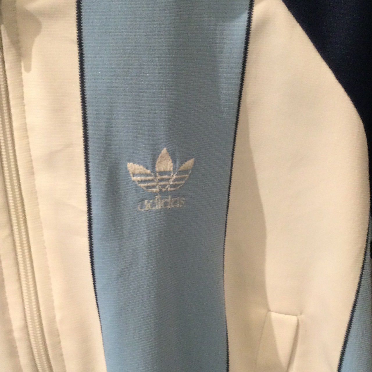 adidas 青 ストライプ ジャケット70s 70s〜80sadidas 青 ストライプ ジャージ M - メルカリ