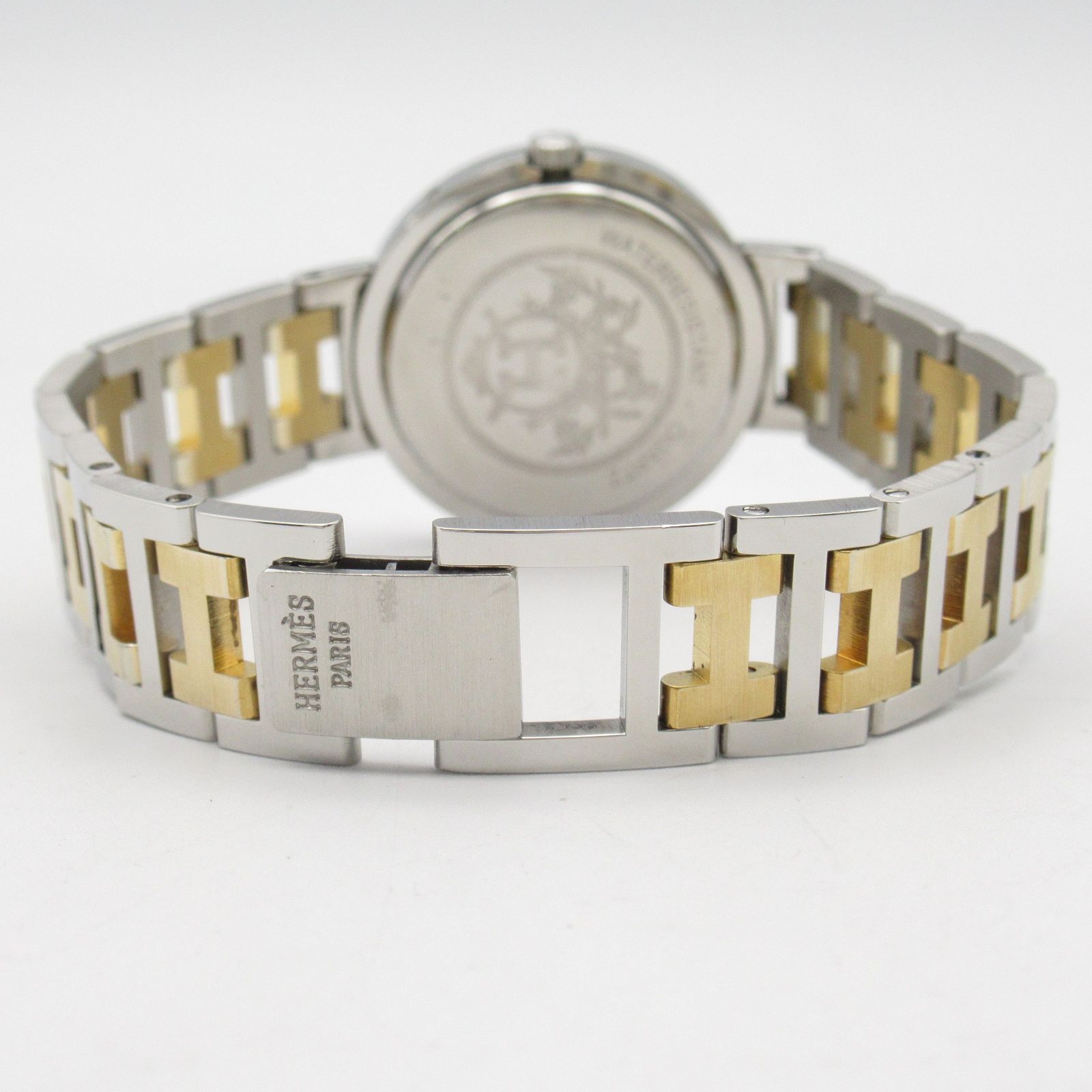 エルメス HERMES 腕時計 クリッパーコンビ CL3.440 ホワイト GP