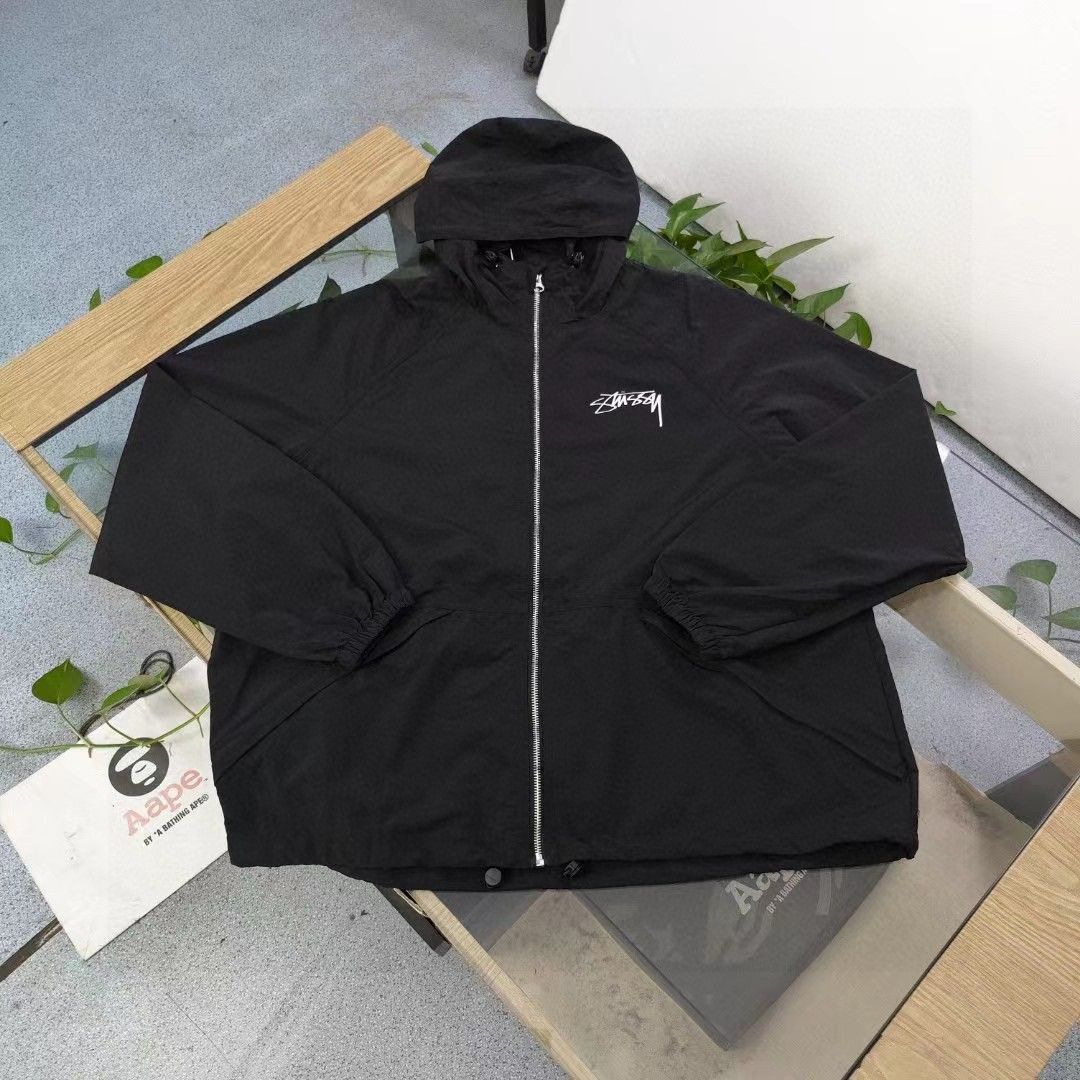 Stussy ステューシー 2024 新作 ジップ モノグラム ロゴプリント カジュアル スポーツ 防風 ラッシングジャケット ウィンドブレーカー ジャケット