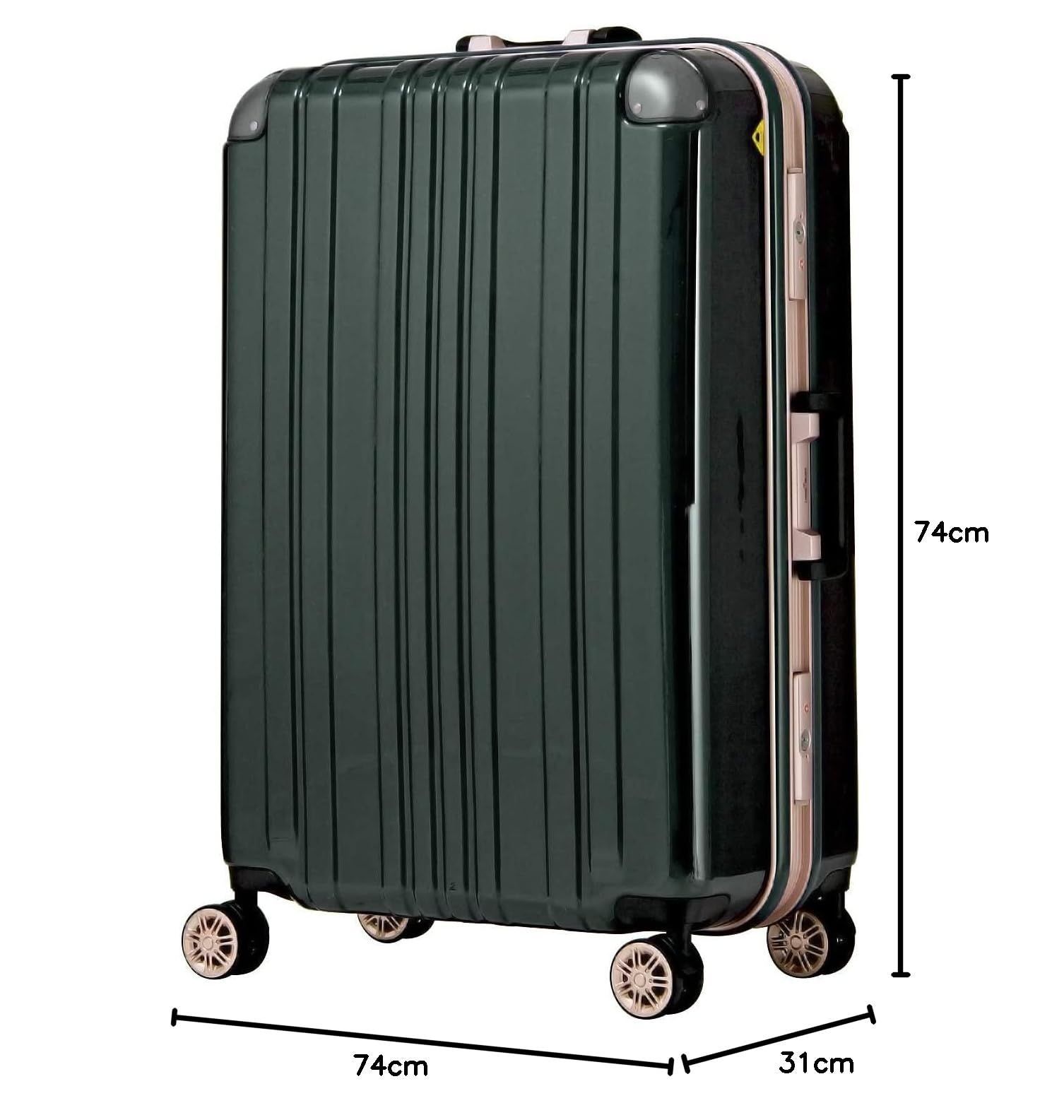 レジェンドウォーカー スーツケース 7泊以上 | Lサイズ | 83L | グリーン アルミフレーム 軽量 旅行用 フック付き|TSAロック|ダブルキャスター キャリーケース バッグ