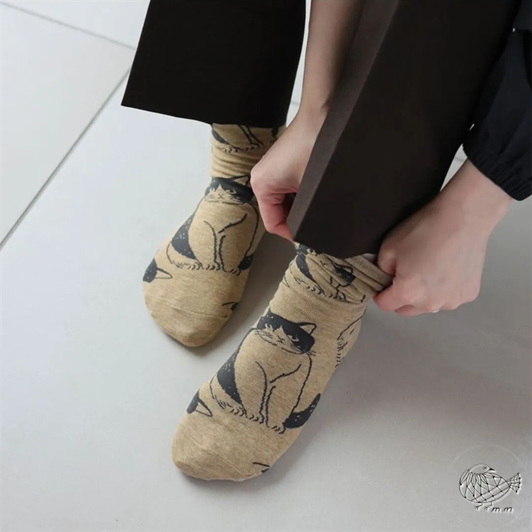 松尾ミユキ】Cat socks｜靴下 くつ下｜選べる4種類 Pumpkin/Noisettes 