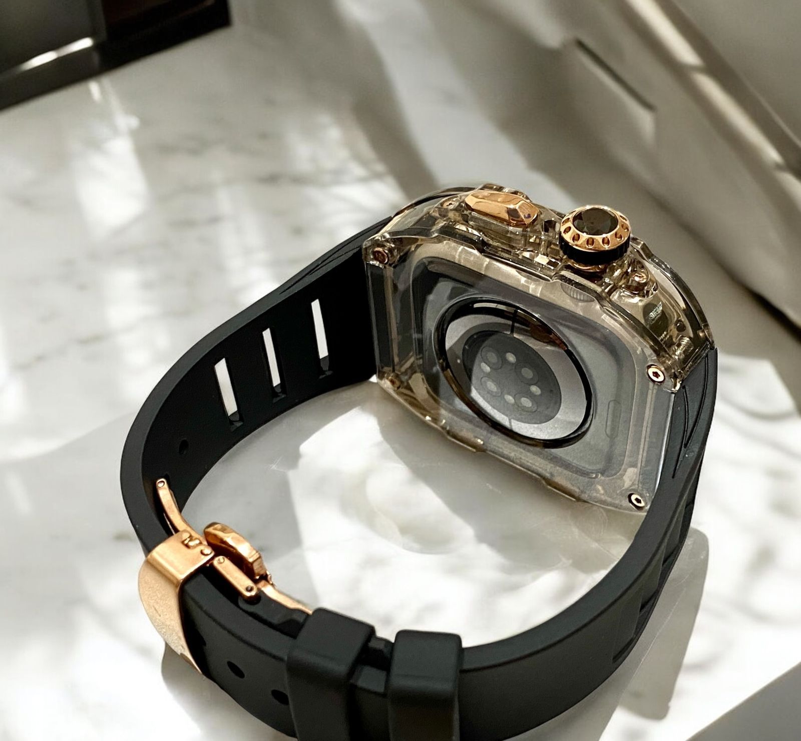 AppleWatchラバーベルトカバー  アップルウォッチバンド 44/45mm アップルウォッチケースバンド 一体型 AppleWatchカバーバンド
