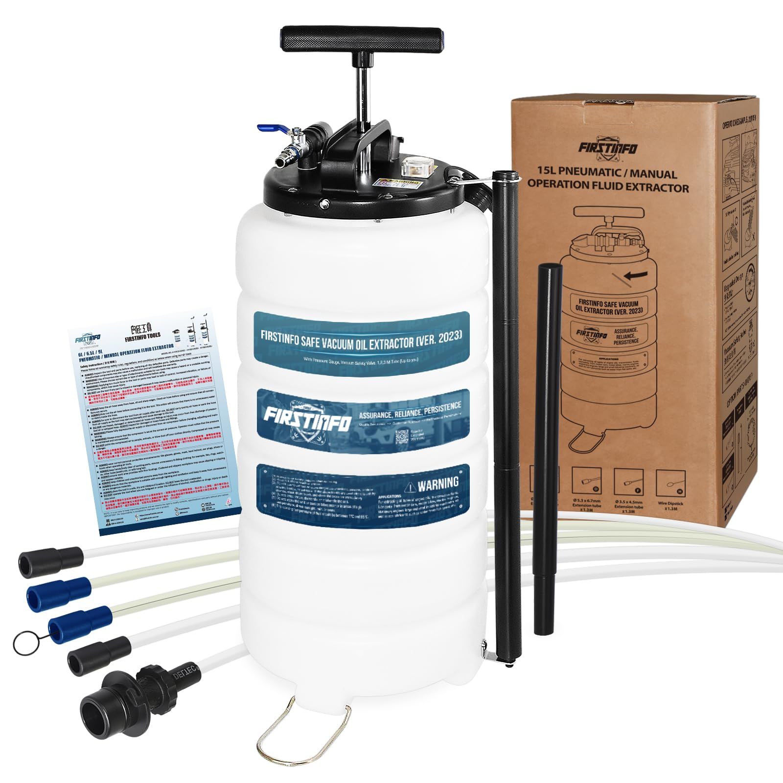 良匠 15Lオイルチェンジャー エアー手動兼用 ポンプ 液体交換 抜き取り 安全弁 オイルホース付