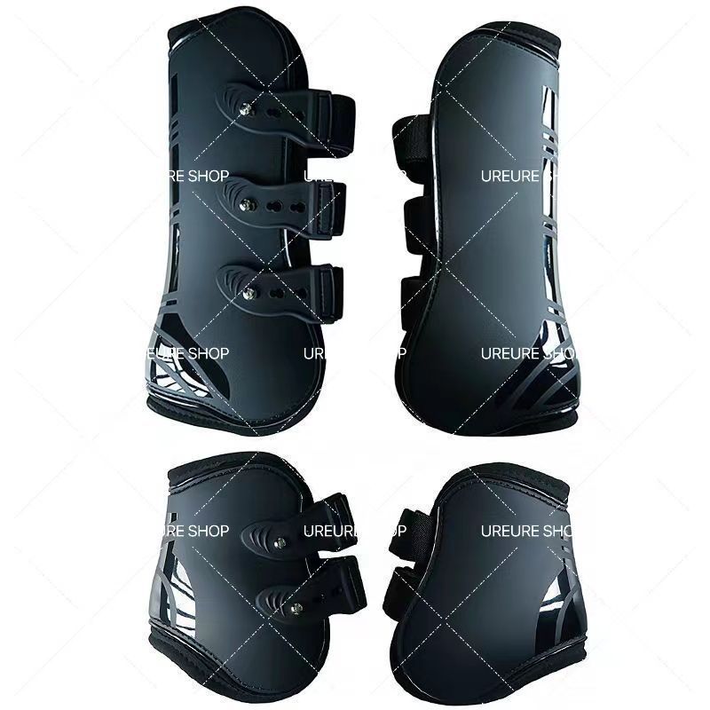 新入荷 お色選択可 馬腱ブーツセット 馬術プロテクター 4PC 馬 フロント リア 調節 レッグ 馬脚ブーツ Puレザー 馬ジャンプ