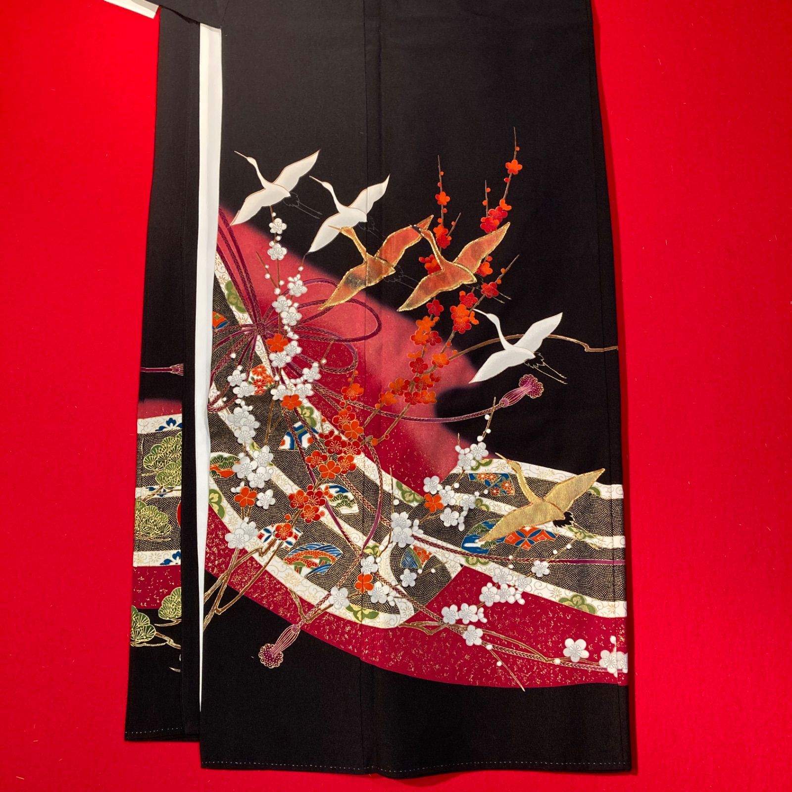 平和屋着物□豪華黒留袖 作家物 飛鶴草花文 暈し染め