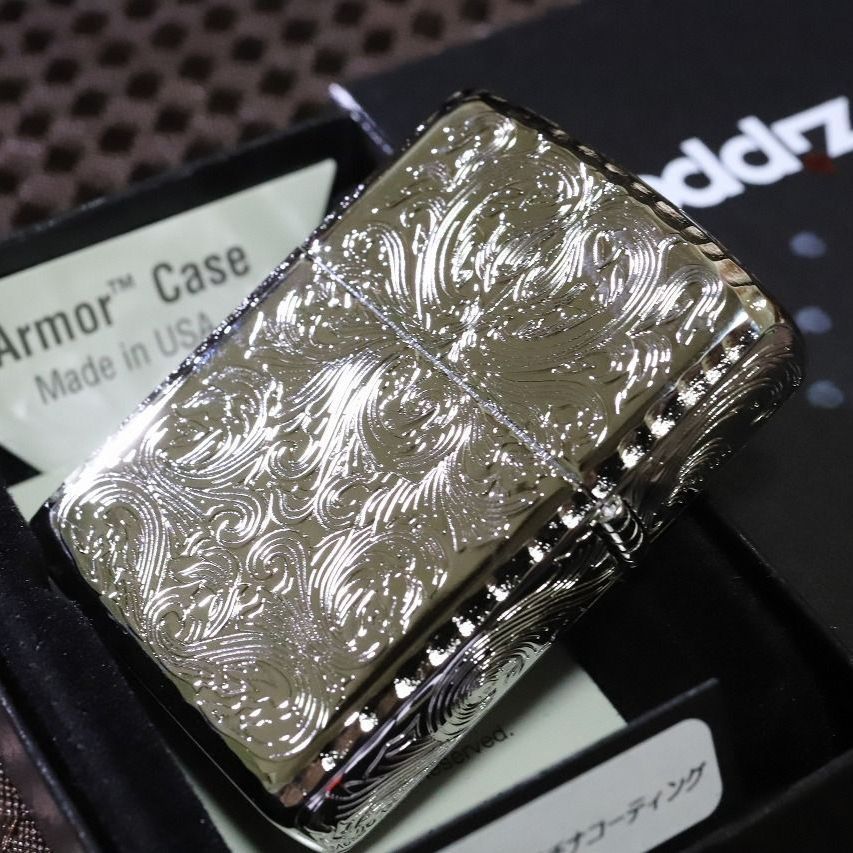 Armor ZIPPO 5面 プラチナコーテイング アラベスク柄 アーマージッポ ...