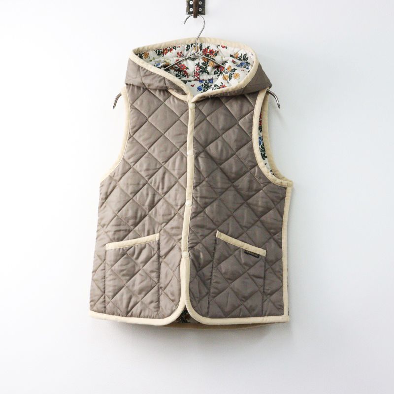 ラベンハム LAVENHAM 裏地リバティ フードキルティングベスト 40