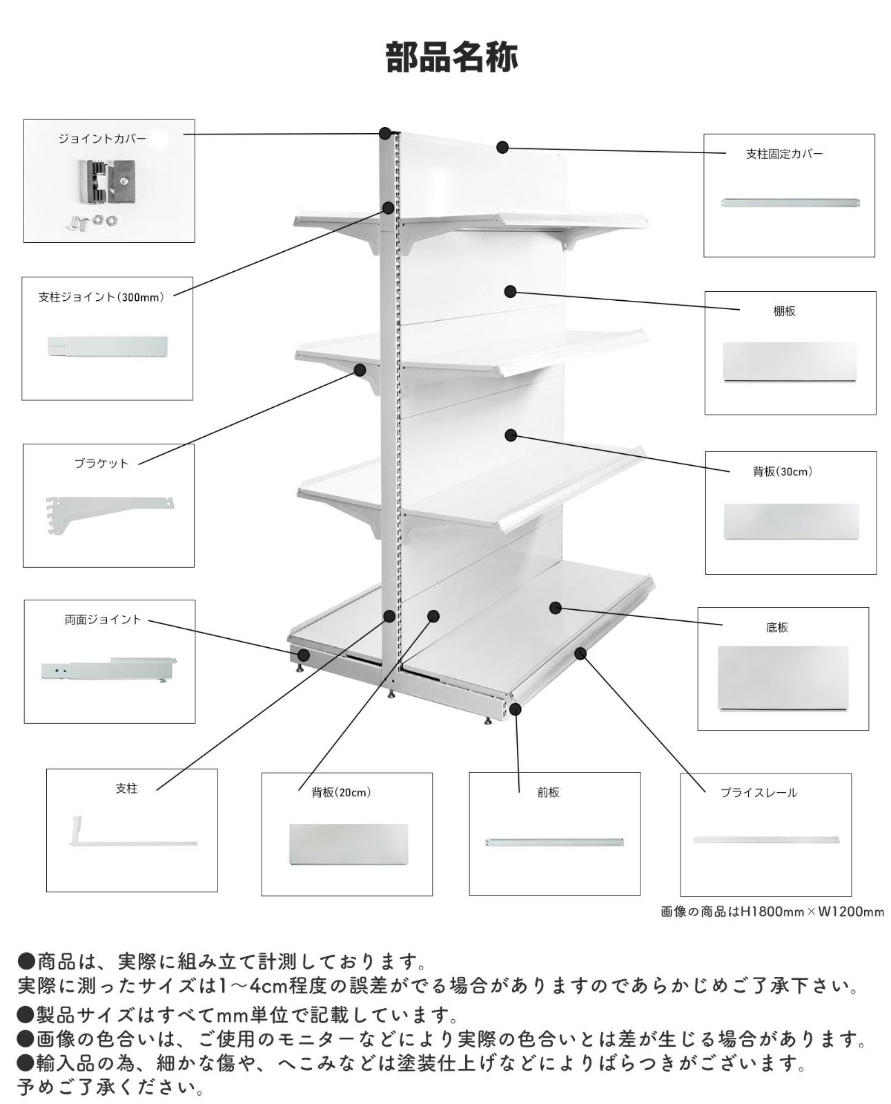 陳列什器 スチールラック 片面 １式セット W925×H1860×D450mm 陳列什器 スチールラック 片面 2式セット W925×H1860×D450mm