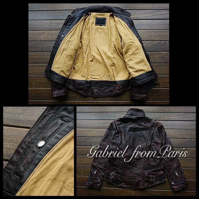 21万 最上級*ナッパ ライダース レザージャケット 新品 プレミアム 豪華刺繍 本革 バイクウェア 最高峰 イタリアンレザー 牛革 L レザージャケット 革 新品 最 ヴィンテージ本革 レザー