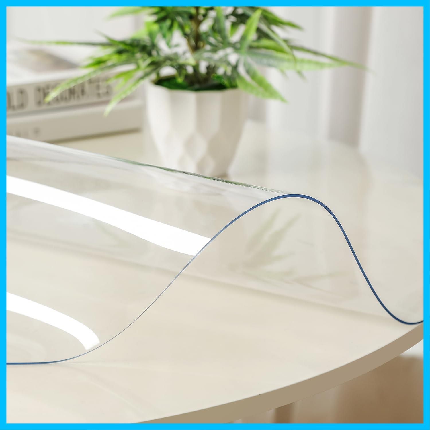 ビニール デスクマット 円形 マット 円形 テーブルカバー 厚さ2mm 無臭 円形直径90cm PVC製 テーブルクロス デスクマット 透明 耐熱撥水耐久汚れに耐える手入れ簡単サイズ選択 テーブルマット