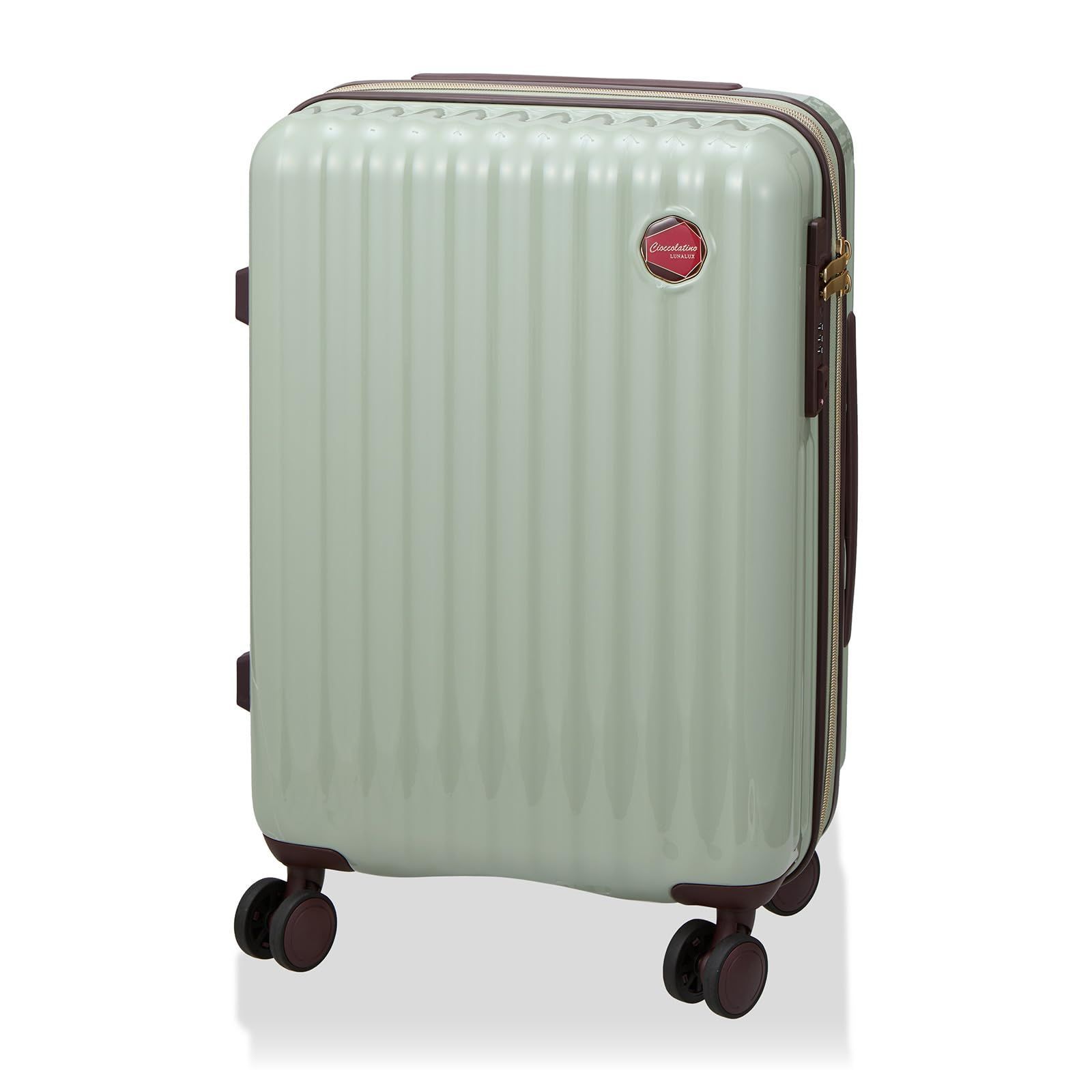 数量 ルナルクス チョコラティーノ LUNALUX Cioccolatino 板チョコ型チャーム付き バニティケース付き 2 WAYロック 容量拡張 カップホルダー付き チョコレートデザイン Sサイズ 機内持ち込み スーツケース シフレ