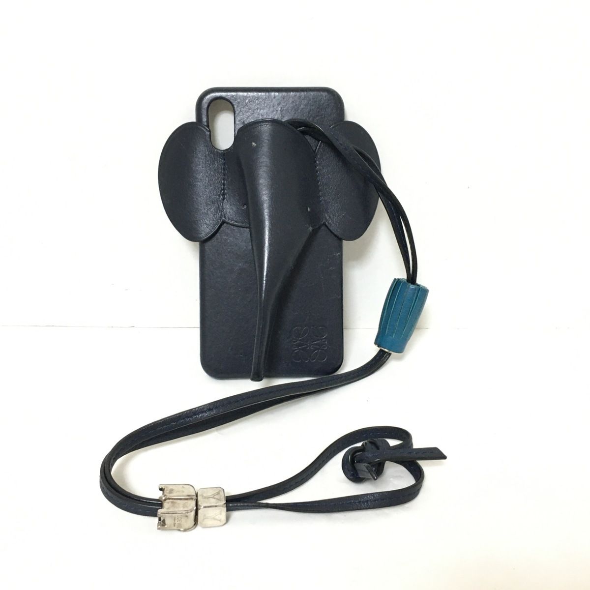 LOEWE(ロエベ) 携帯電話ケース - 黒 スマートフォンケース/ゾウ レザー