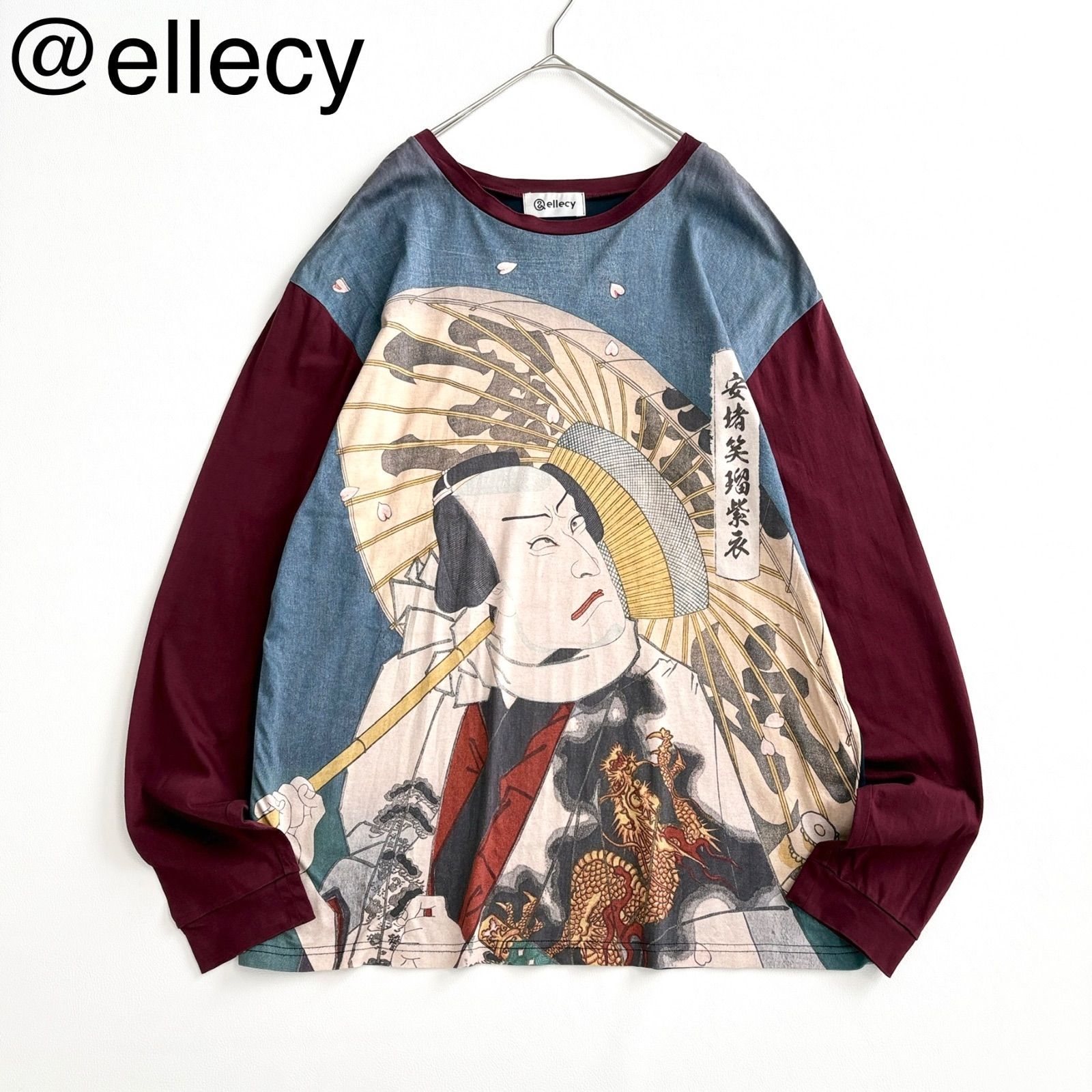 【美品】&ellecy アンドエルシー 浮世絵 猫 刺繍 チェック柄 ブルゾン 美品】&ellecy アンドエルシー 浮世絵 猫 刺繍 チェック柄