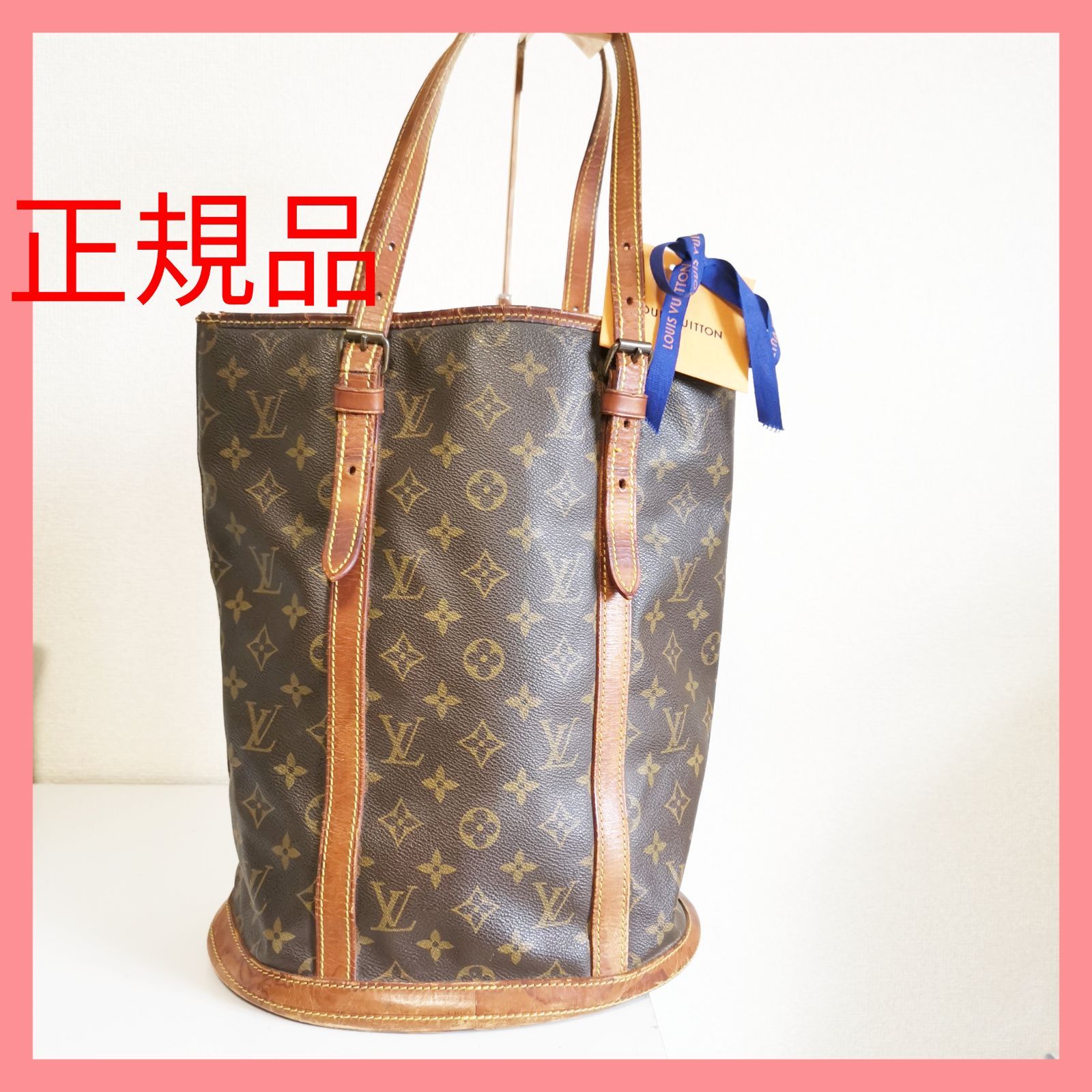 【良品】ルイヴィトンLVモノグラム 肩掛けトートバッグバケツバッグ鑑定済バケット 正規品】ルイヴィトンLVモノグラム 肩掛けトートバッグバケツ