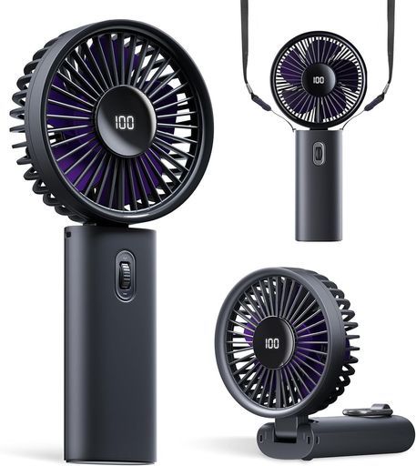 Seiminaハンディ扇風機100段階風量携帯扇風機折り畳み可能液晶LEDディスプレイ16dB静音DCモーター4000mAh大容量バッテリー最大24時間連続使用手持ち卓上首掛けポータブル扇風機通勤通学アウ…