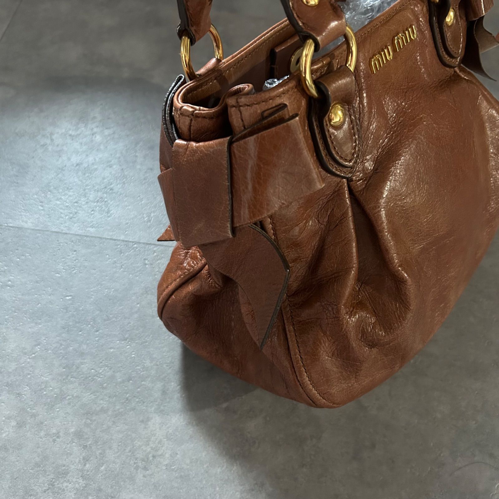 超希少❗️】miu miu レザーハンドバッグ ハンドバッグ ブラウン