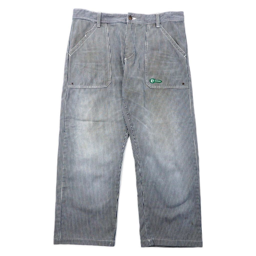 KEY ヒッコリー ペインターパンツ XL ブルー ホワイト コットン ヒップ フラップポケット UNIVERSALジップ