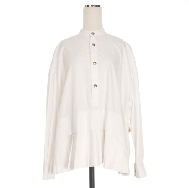 ディーゼル DIESEL BLACK GOLD バンド 裾プリーツシャツ ブラウス 長袖 38 ホワイト 白 正規