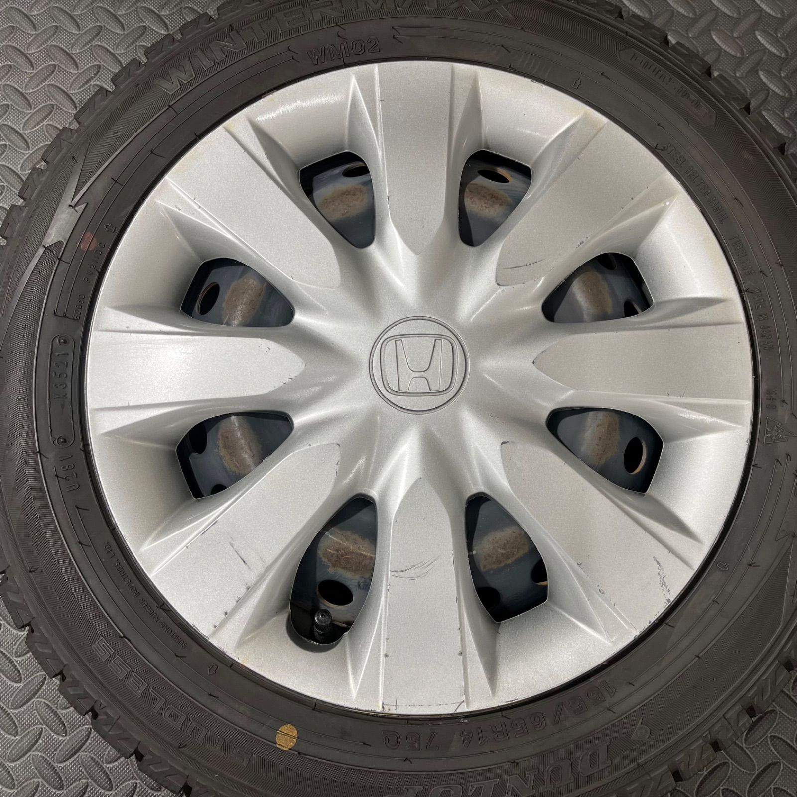 21年製 155|65R14 ダンロップ ウインターマックスWM02 ホンダ JF1 N-BOX N-WGN スタッドレスタイヤ 1112Y