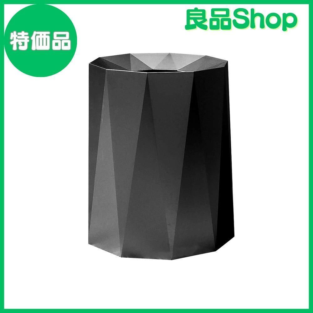 RAKU 北欧風ゴミ箱 蓋なしゴミ箱 バスルーム用 寝室用 キチン用 オフィス用 場所とらない オシャレ シンプル 移動便利 シルバー ホワイト ブラック 12L (ブラック)