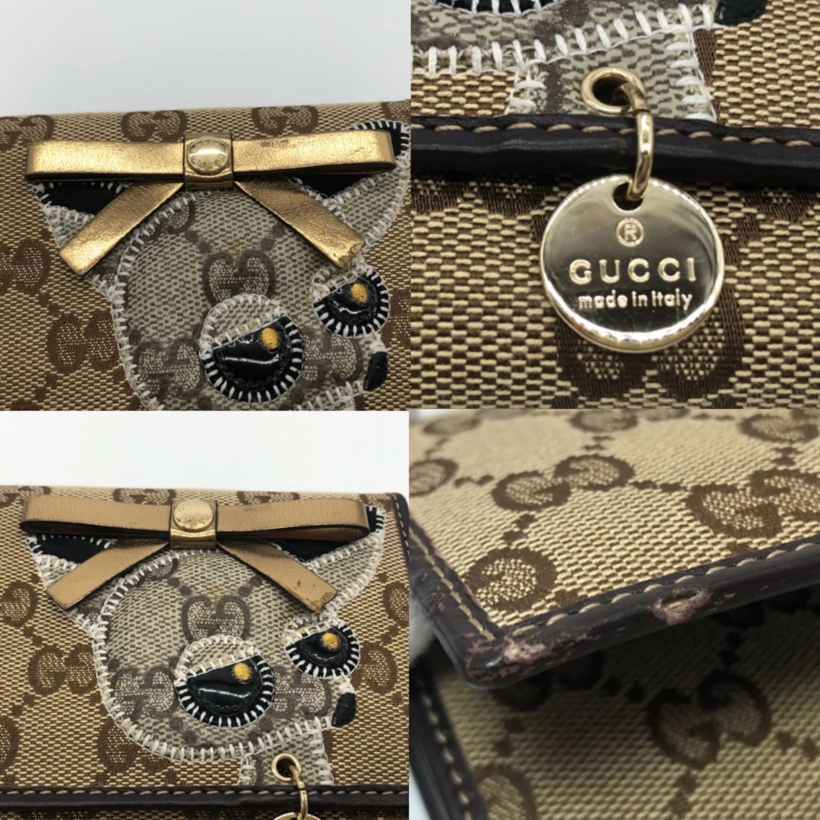 レア【美品】 GUCCI グッチ グッチョリ GGキャンバス 長財布 折り財布 犬 リボン - メルカリ