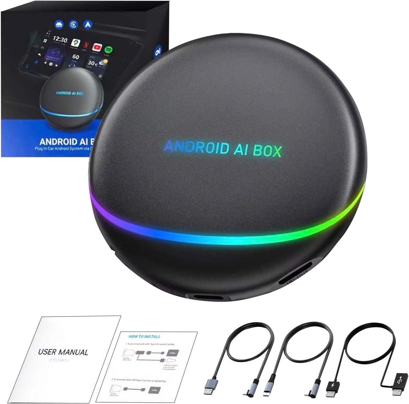 AIボックス CarPlay TBox AI BOX CarPlayワイヤレスアダプター オーディオ一体型ナビ Android12 HDMI出力 8 128GB Youtube Netflix 動画視聴 OEM SIMカード対応