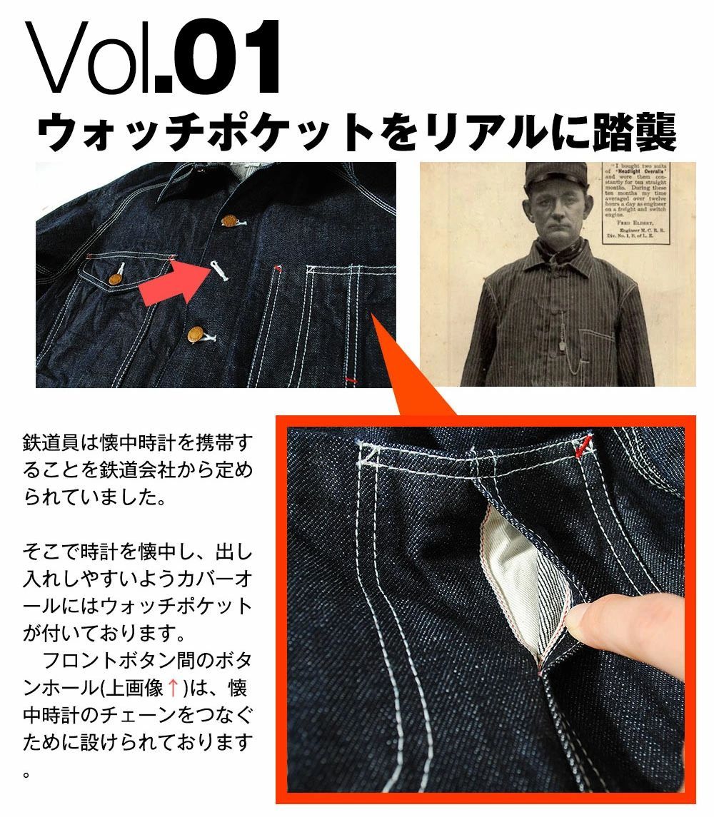 HOUSTON】 ヒューストン 14oz セルビッチ デニムカバーオール