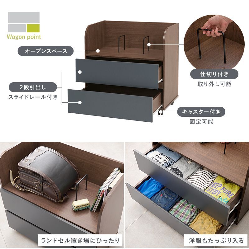 システムベッド デスク＋ワゴン＋ベッド 3点セット ロフトベッド 