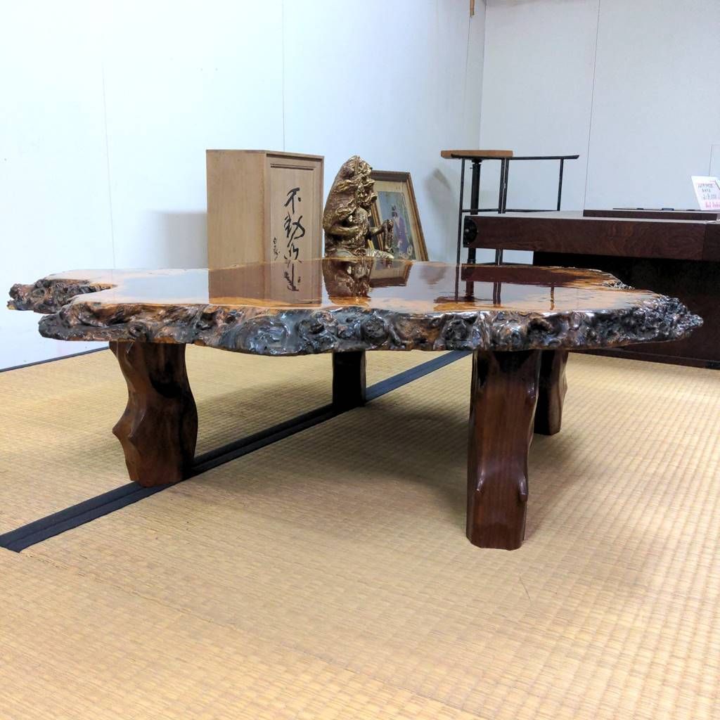 「新古品」座卓・花梨総無垢造り アウトレット 花梨 高級座卓 無垢 こぶ 全長113cm - メルカリ
