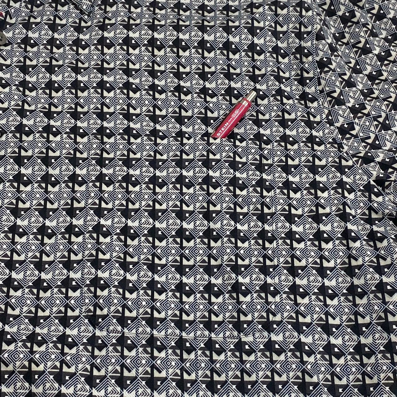 MURANO コットン 総柄 シャツ 半袖 ショートスリーブ XXL グレー系