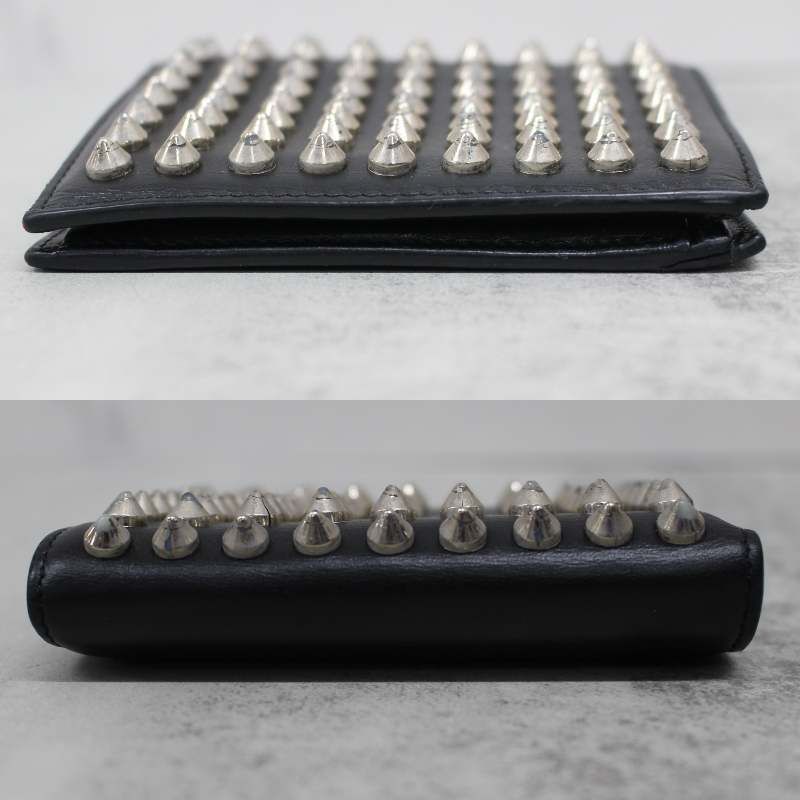 S078)Christian Louboutin 二つ折り財布 スタッズ ブラック 黒