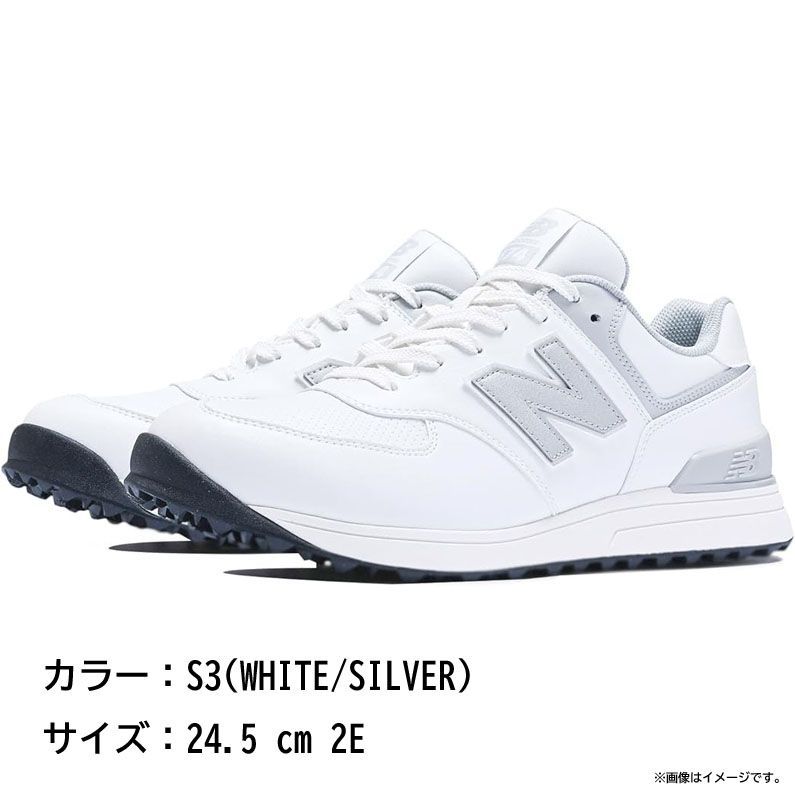 D9197◆♥ ニューバランス ゴルフシューズ UGS574v3 スパイクレス メンズ レディース スポーツ シューズ 運動靴 靴 くつ UGS574v3 S3 WHITE|SILVER 24.5 cm 2E