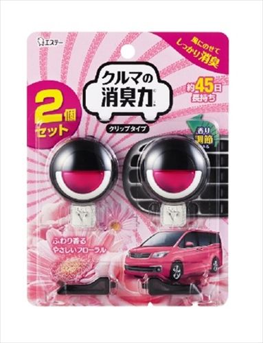 まとめ買い-22点セット クルマの消臭力 クリップタイプ２Ｐ フローラル エステー 芳香剤 車用