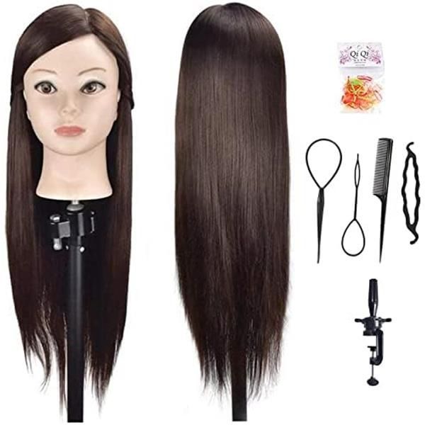 Ba Sha 練習用 編み込み練習用 ウィッグマネキンヘッド ヘアアクセサリーセット 美容室サロン 100%合成髪 YH0204
