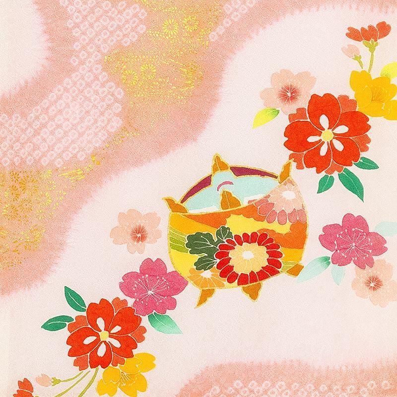 特選☆京友禅総絞り美術工芸品新品正絹産着女の子（お祝着）純古典四季花刺繍本金入り 特選☆京友禅総絞り美術工芸品新品正絹産着女の子（お祝着）