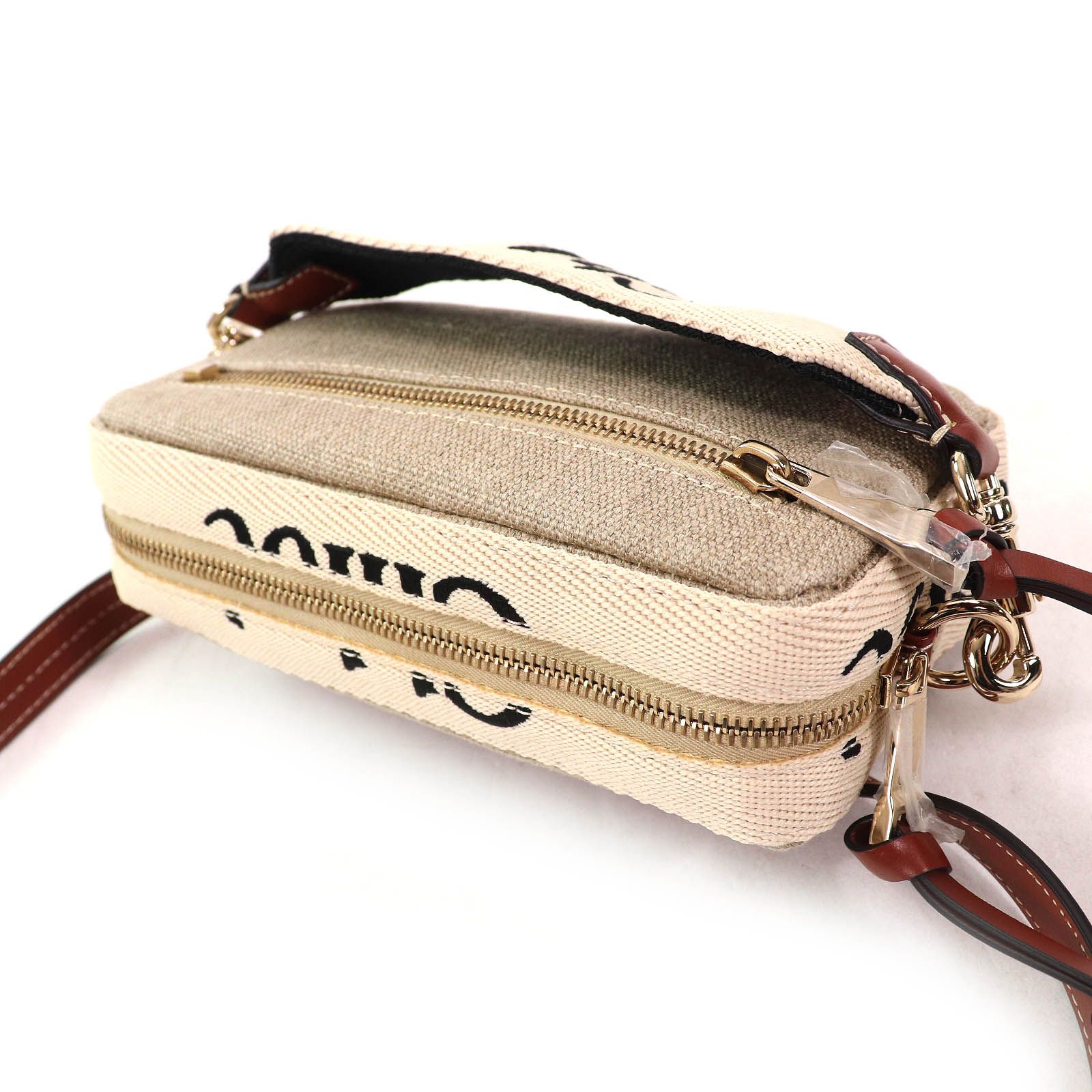 極美品△Chloe クロエ CHC23AS432L0627S WOODY リネン レザー