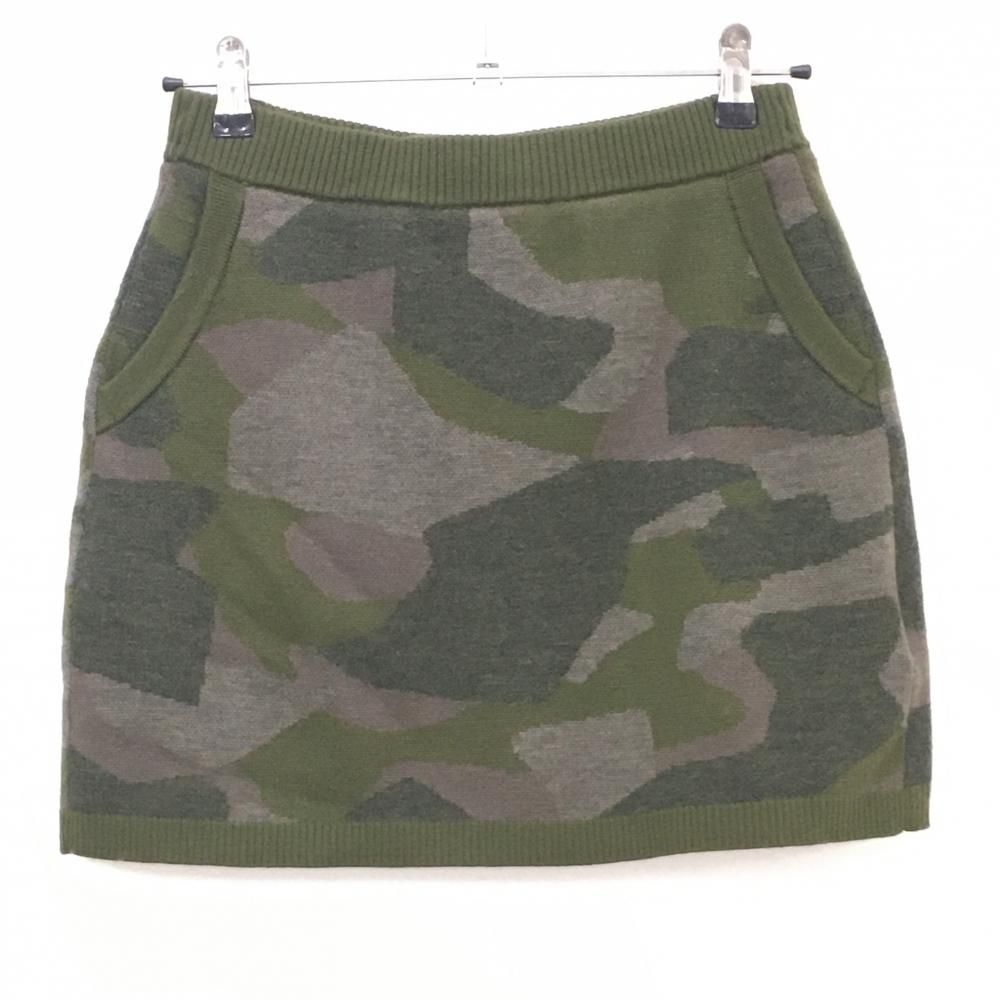 超 ブリーフィング ニットスカート カーキ カモフラ 迷彩 内側インナーパンツ レディース S ゴルフウェア BRIEFING